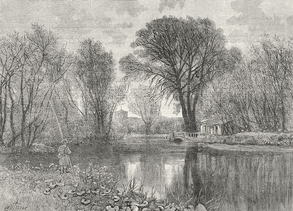 ENFIELD & WALTHAM. On the Lea. Middlesex 1888 old antique print picture